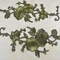 Metallic Brass Flower Applique Embroidered Iron-On Patch Pair with Stems & Leaves